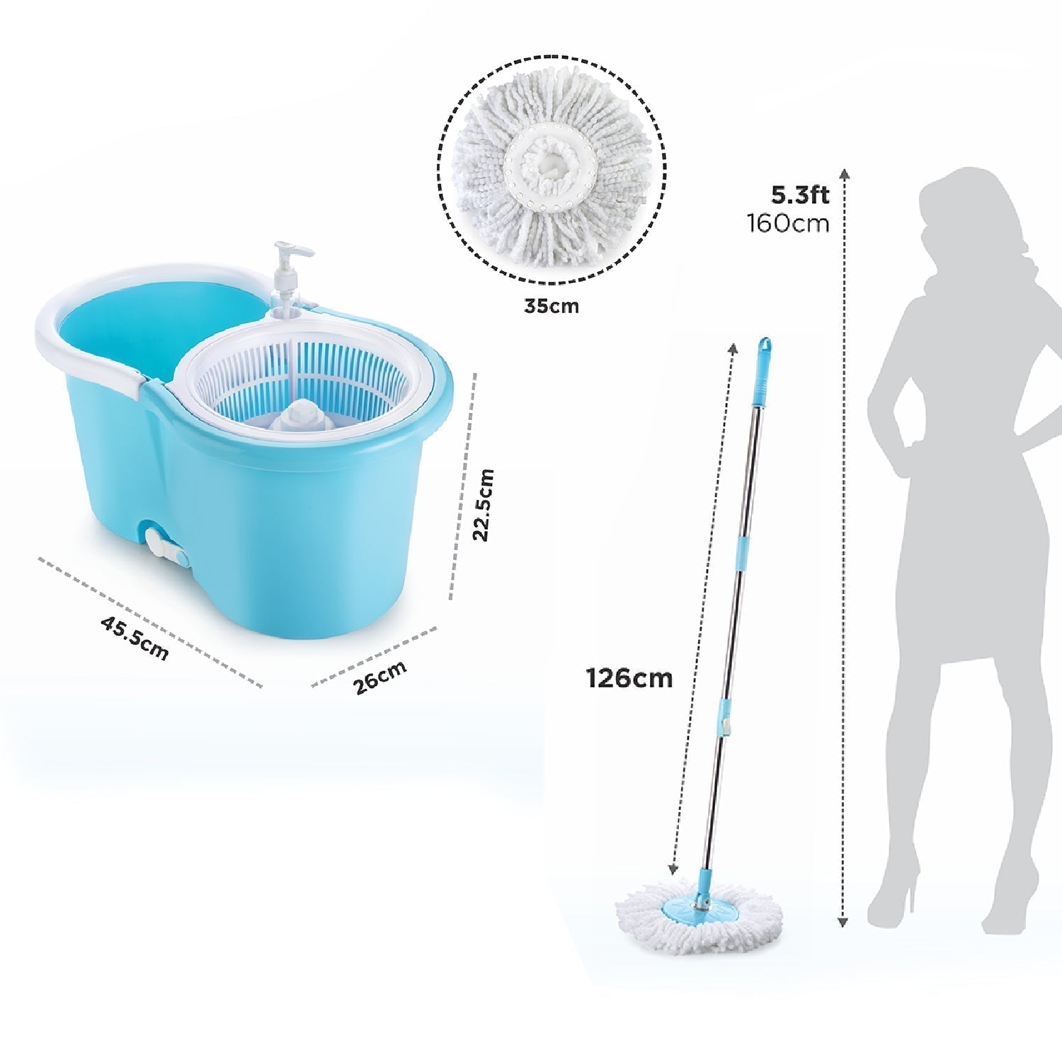 8702 Plastic Spinner Bucket Mop 360 Degree Self Spin Wringing with 2 Absorbers for Home and Office Floor Cleaning Mops Set DeoDap 8702 Plastic Spinner Bucket Mop 360 Degree Self Spin Wringing with 2 Absorbers for Home and Office Floor Cleaning Mops Set DeoDap